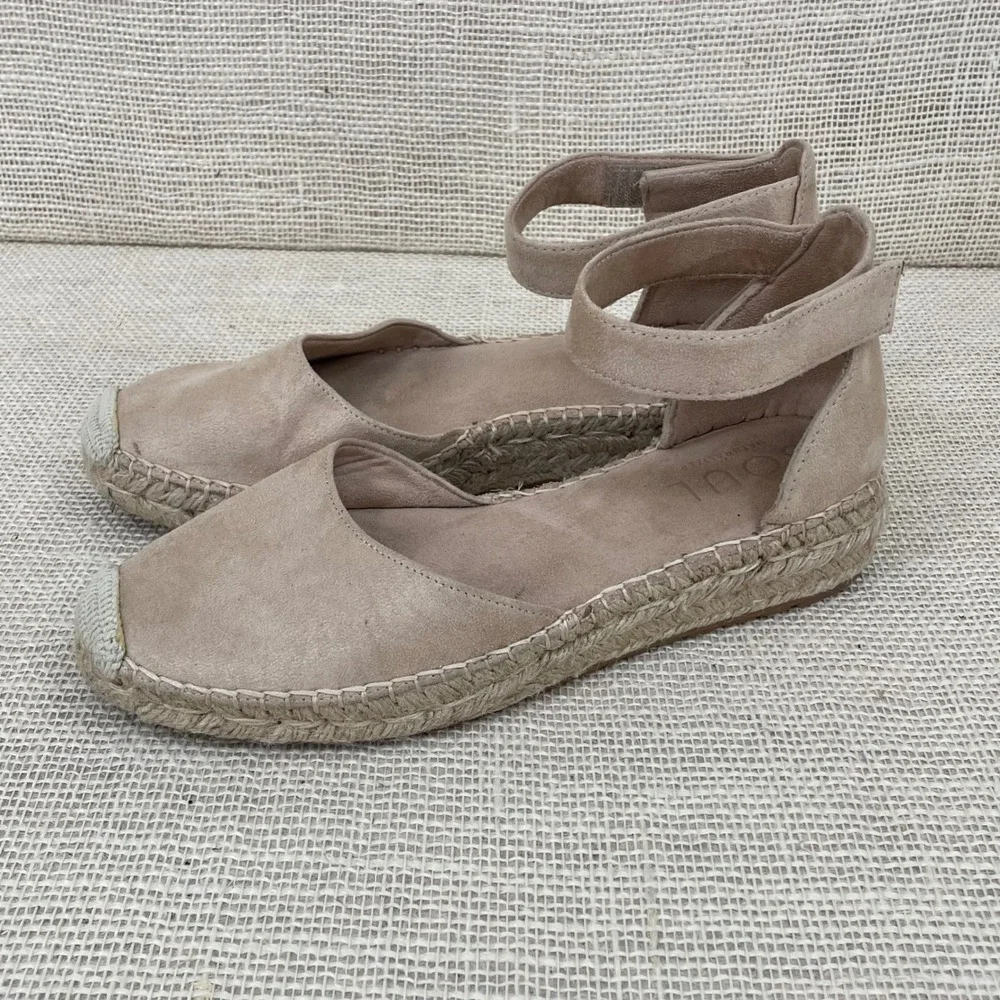 SOUL Naturalizer Wren Espadrille Flats Taupe Ankle Strap Sandals Womens 8.5M